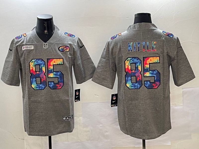 Men San Francisco 49ers #85 Kittle Grey Rainbow 2024 Nike Limited NFL Jersey style 1